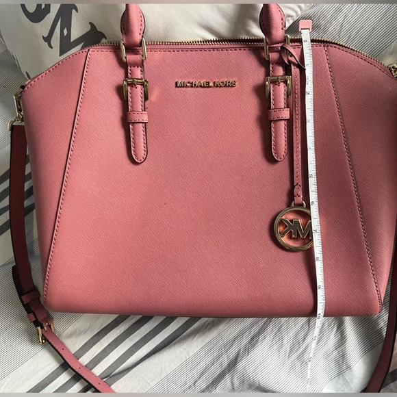 Michael Kors Ciara large leather satchel in rose. - Picture 16 of 16